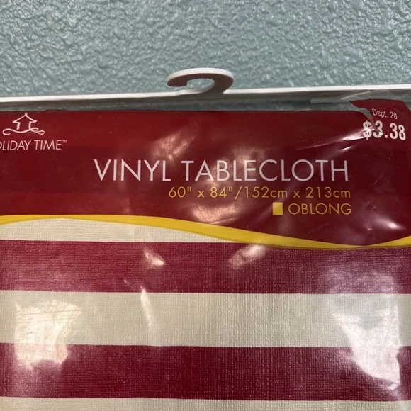 Vtg Christmas Holiday Time Tablecloth 52" X 90" Oblong Vinyl Flannel Backed NEW - Picture 2 of 4